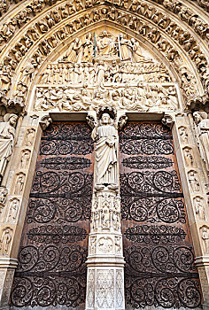 木质,门,巴黎,大教堂,法国
