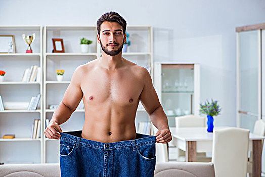 男人,巨大,裤子,减肥,概念