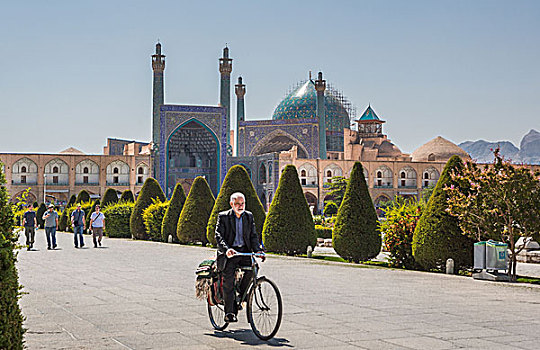 伊朗,伊斯法罕,城市,沙阿,清真寺,骑自行车