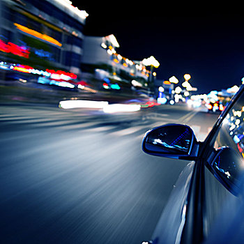 夜晚,开车,窗户,速度,汽车,动感,亮光