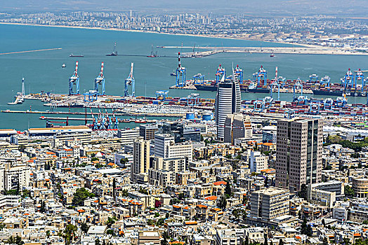 风景,海法,湾,港口,以色列