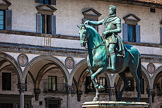 骑马雕像,广场,佛罗伦萨,托斯卡纳,意大利