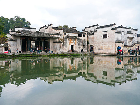 乡村,月牙状,水池,中国