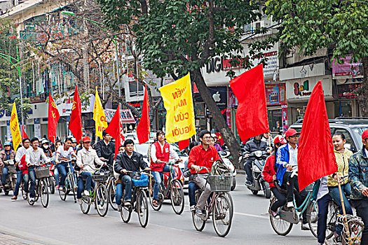越南,河内,骑车,抗议,摩托车