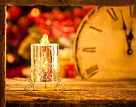 燃烧,圣诞蜡烛,午夜,新年,概念