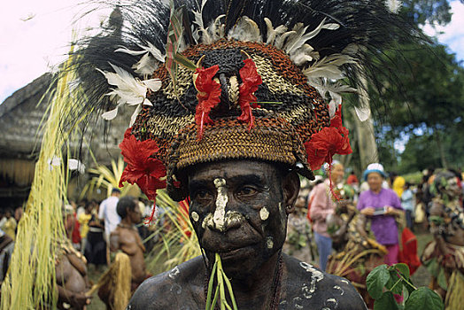 巴布亚新几内亚,河,男人,传统服饰
