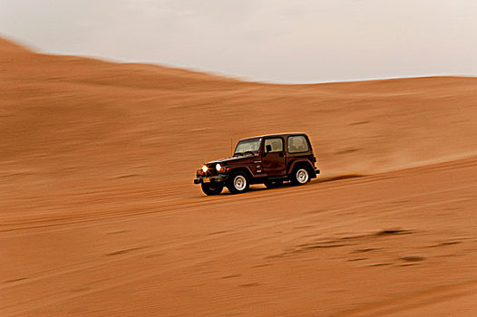 沙丘,乘,吉普车,瓦希伯沙漠,阿曼,中东