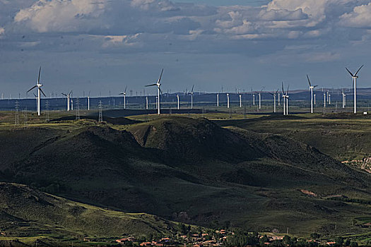 内蒙大草原上的风力发电场
