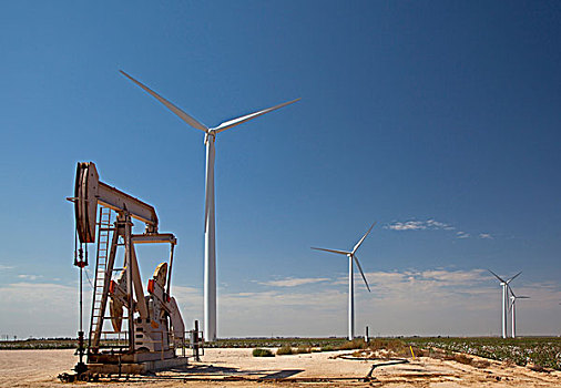油,风,涡轮,西部,德克萨斯,美国