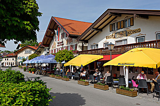 市场,餐馆,上巴伐利亚,巴伐利亚,德国,欧洲