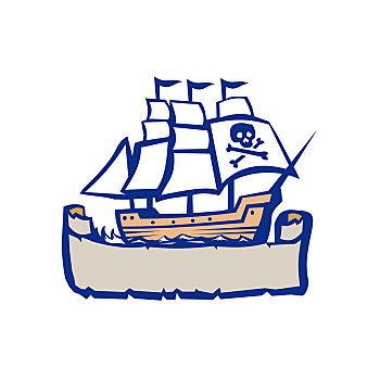 海盗,船,航行,复古