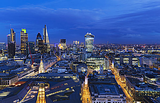 城市,伦敦,多样,建筑,天际线,黄昏,英格兰