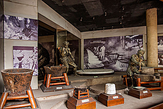 四川自贡市盐业历史博物馆展示的古代制盐技术工艺流程模型场