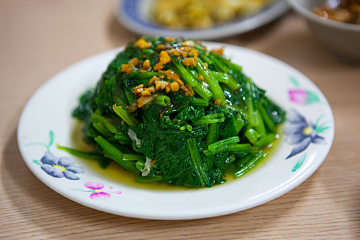 特写台湾传统美食美味的烫青菜