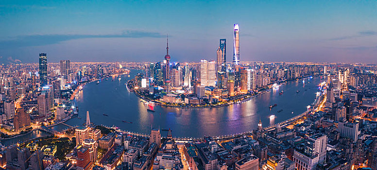 上海航拍夜景全景图