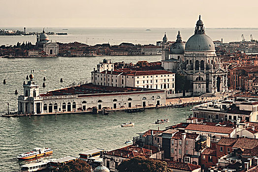 威尼斯,教堂,圣马利亚,行礼,运河,航拍,意大利