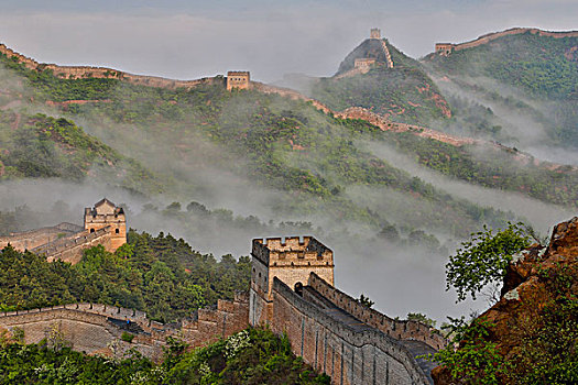 长城,雾状,早晨,金山岭