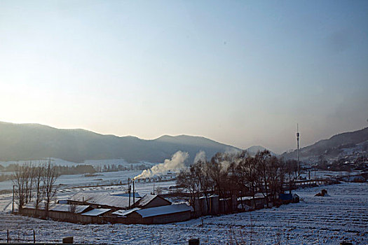 雪野,北方,东北,大雪,原野,土地,冬季,洁白,干净,风景,村庄,农村