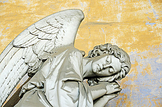 睡觉,天使,雕塑,历史,墓地,热那亚,利古里亚,意大利,欧洲