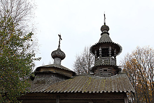 俄罗斯原始木屋屋顶