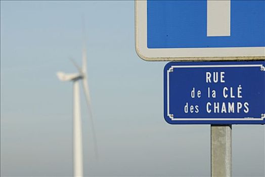 法国,风轮机,路标,街道,钥匙,地点