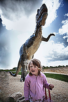 头像,小女孩,恐龙