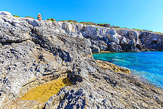 摄影师,动作,岩石上,特雷米蒂群岛,福贾,普利亚区,意大利
