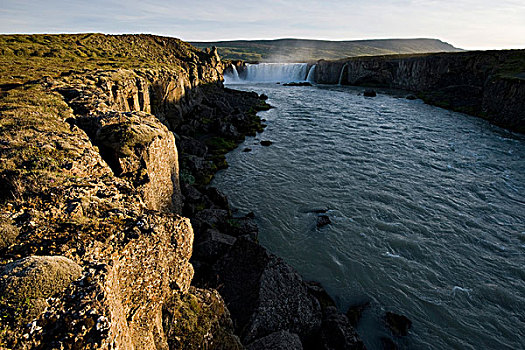 瀑布,米湖,北方,冰岛,欧洲