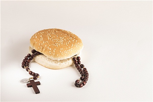 快餐,面包,神圣,念珠,项链
