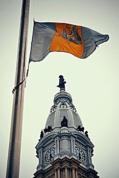 费城,旗帜,市政厅