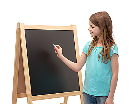 人,广告,教育,概念,高兴,小女孩,黑板,粉笔