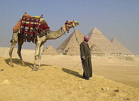 吉萨金字塔,开罗,骑骆驼