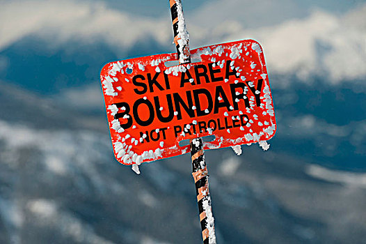 特写,滑雪区,分界线,标识,惠斯勒,不列颠哥伦比亚省,加拿大