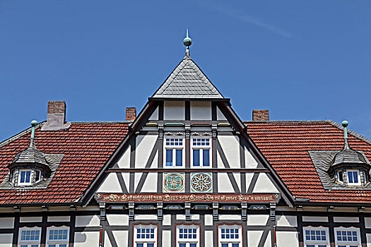 半木结构房屋,市场,戈斯拉尔,哈尔茨山,下萨克森,德国,欧洲
