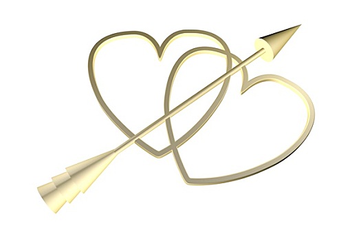 金色,心形,爱神丘比特,箭