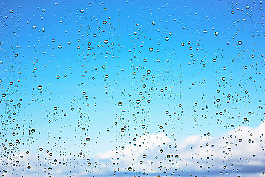 小水滴,玻璃,蓝天,云