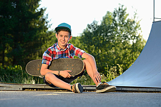 男孩,滑板,滑板运动场