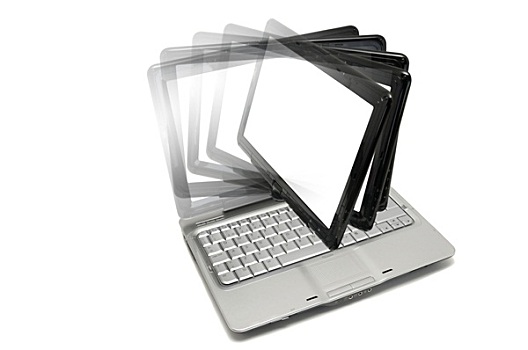 笔记本电脑,移动,显示屏,隔绝,白色背景