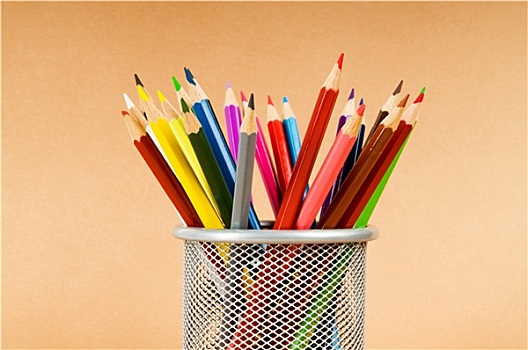 许多,彩色,铅笔,彩色背景