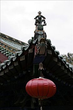 屋顶,木制模型,少林,寺院,河南,中国