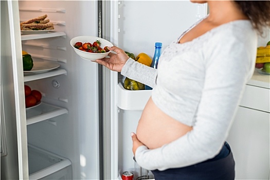 孕妇,草莓,电冰箱