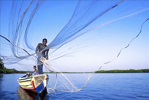 塞内加尔,海上,捕鱼