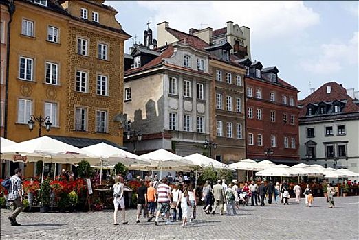 街边咖啡,正面,历史,皇家,城堡广场,华沙,波兰