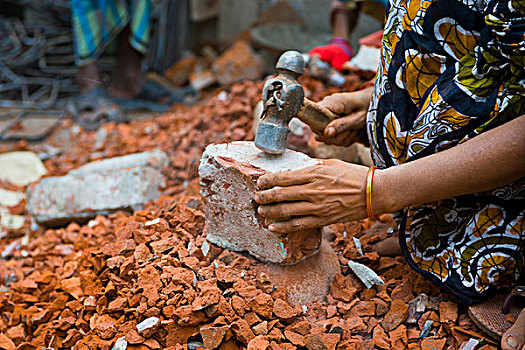 女人,石头,达卡,孟加拉,亚洲