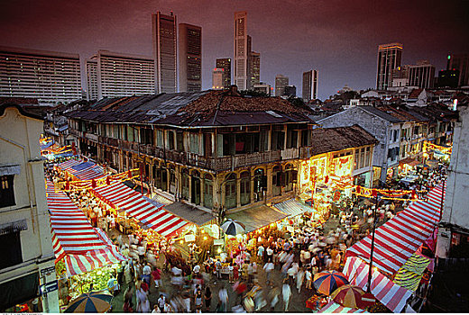 俯视,唐人街,春节,新加坡