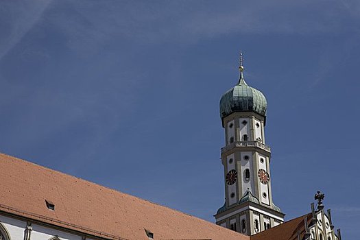 钟楼,教堂,罗腾堡,巴伐利亚,德国