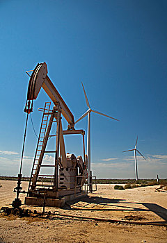 油,风,涡轮,西部,德克萨斯,美国
