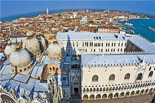 远眺,教堂,威尼斯,钟楼,圣马科