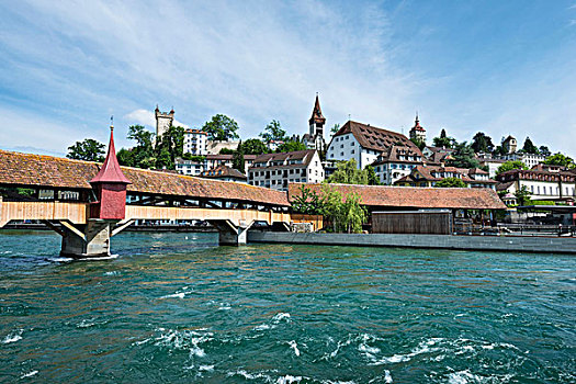 桥,河,历史,瑞士,欧洲