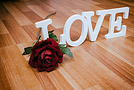 爱情,文字,玫瑰,木地板